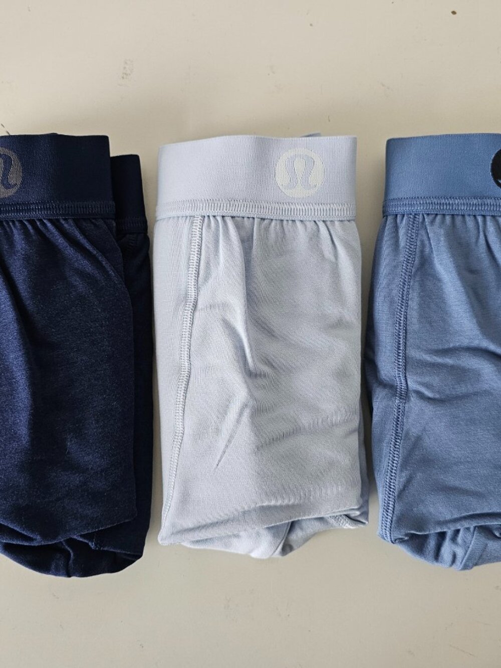 NIB LULULEMON Navy/Starch/Denim Blue Always In Motion Boxer 5" XXL 3-Pack